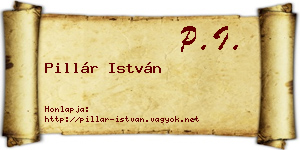 Pillár István névjegykártya
